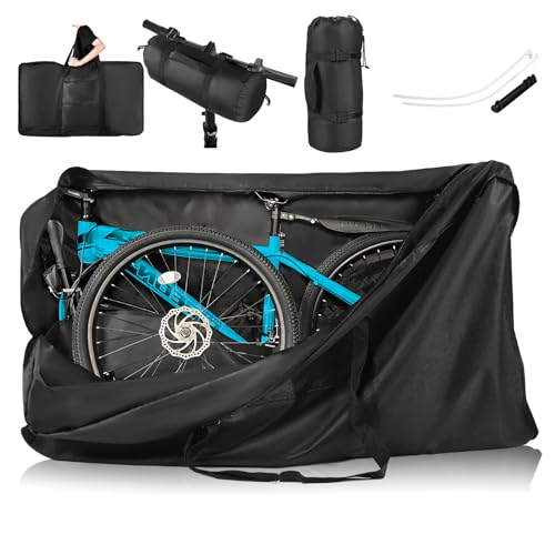 Folding Bike Travel Bag,Heavy Duty 840D Transport Bicycle Storage Carry Bag with Strong Webbing for 26-29 in Mountain 700C Road Bike MTB,Portable Folding Cycling Bags Waterproof for Airplane Shipping