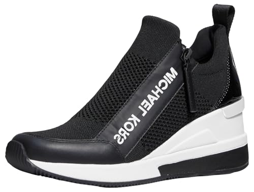 Michael Kors Women's Willis Wedge Trainer Lace Up Sneaker, Black, 7.5