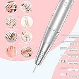 Portable Nail Drill Professional 35000 RPM, MOCOWIND Rechargeable Electric Nail File Machine E File for Acrylic Nails Gel Polishing Removing, Cordless E-file with Bits Kit for Manicure Salon Home,Pink