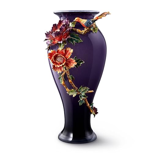 FABUORNA Luxury Vase [Flower of Wealth-A Series], Decorative Vase, Modern Vase, Original Exquisite Vase, Vase with Enamel Decoration (Tall)