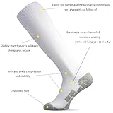 CWVLC Youth Soccer Socks 5 Pairs Boys Girls Football Sport Team Athletic Knee High Long Tube Cotton Compression Socks White Medium (5Y-7Y Youth/6-10 Women)