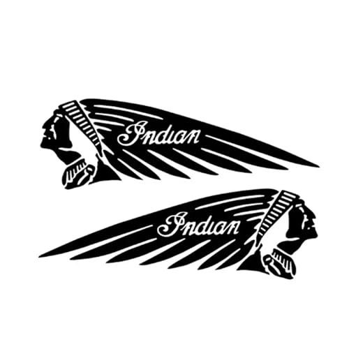 2PCS Motorcycle Cool Stickers Indian Badge Moto Fuel Tank Left Right Side Logo Racing Helmet Decals Decor Auto Accessories PVC(Black,30x11cm)