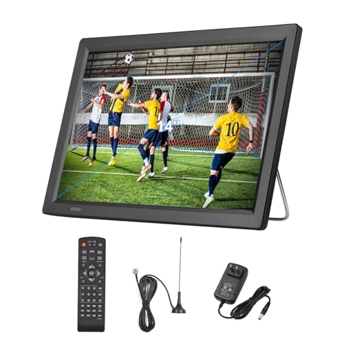 Docooler 14 Inch Portable Digital ATSC Digital TV Player with HD Screen Freeview LED TV for Car, Camping, Outdoor or Kitchen, Bulit-in Battery/Monitor with Multimedia Player, Support SD Card/U Disk