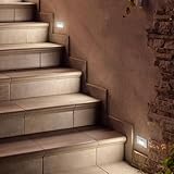 Maxxima 2 Pack Horizontal LED Motion Sensor Step Light - Modern Indoor/Outdoor Stair Light, 3 CCT Color Selectable 3000K, 4000K, 5000K, 160 Lumens, IP65 Rated for Outdoor and Damp Locations - White