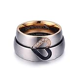 LAVUMO Matching Promise Rings for Couples Love You Forever Wedding Bands Sets for Him and Her Half Heart Rings Stainless Steel 6mm with Box Comfort Fit (Men 9 & Women 8)