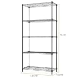 MZG 5 Tier Storage Rack Metal Wire Shelving Unit, Storage Standing Household Shelf Organizer for Laundry Bathroom Kitchen Pantry Closet Garage Basement Utility Room, Black 15.8" D x 33.5" W x 70.4" H