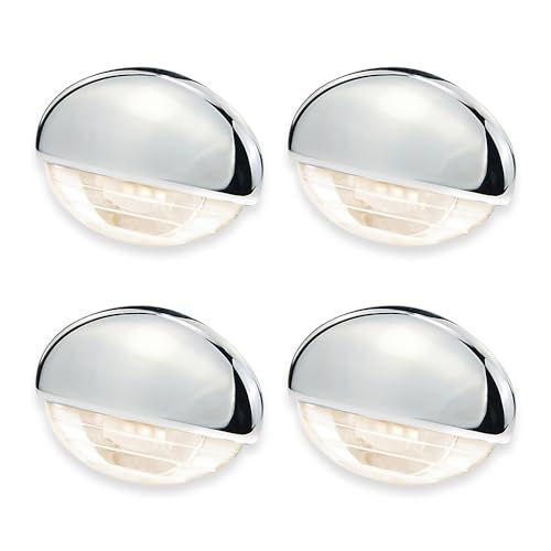 CLGMarine 4PCS Boat Courtesy Lights Led,Interior Boat Lights,RV Step Light,Stair,Cabin Deck,Waterproof IP67,for Pontoon Boats,DC12V（Warm White）