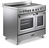 Verona Prestige Series VPFSEE365DSS 36 Inch All Electric Freestanding Range Double Oven Convection, 5 Burners Dual Center Element Chrome Knobs and Handle Stainless Steel