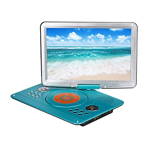 YOOHOO Portable DVD Player 16.9''with Remote Controller, 14.1'' HD Swivel Large Screen DVD Player for car, 6 Hours Rechargeable Battery Supports SD Card, USB Port(Mint Green)
