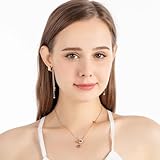 EVEVIC Stainless Steel Butterfly Necklace Earrings Set for Women 14K Gold Plated Hypoallergenic Jewelry Sets (Style-B Goldtone)