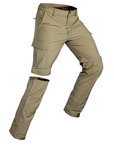 Wespornow Men's-Convertible-Hiking-Pants Quick Dry Lightweight Zip Off Breathable Cargo Pants for Outdoor, Fishing, Safari (Khaki, 5X-Large)