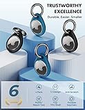 UNBREAKcable Holder for Apple AirTag - 4 Pack [Fit Tightly Design] [Easy to Install] [Hold Air Tag Securely] Waterproof TPU Shell Protective Case with All Metal Keychain Key Ring Clip