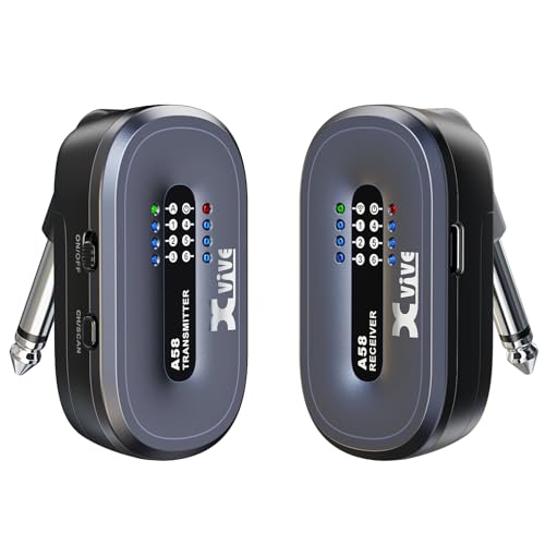 Xvive A58 Wireless Guitar System 5.8GHz Wireless Guitar Transmitter Receiver for Active or Passive Pickup Electric/Acoustic Bass Guitar
