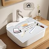 YABAHU White Foldable Sink Cover, Silicone Makeup Mat for Sink with Draining Rack – Multipurpose Bathroom Sink Cover for Travel, Storage, and Countertop Protection