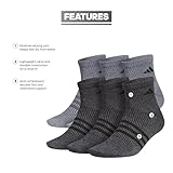 adidas Men's Superlite 3.0 Quarter Socks Athletic, Lightweight, Breathable with Arch Compression (6-Pair), Onix Grey/Black, Large