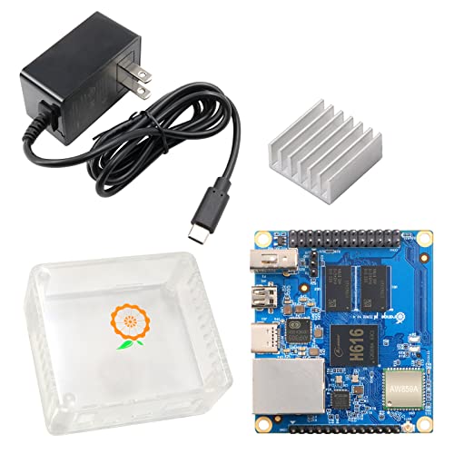 Orange Pi Zero 2, 1GB Allwinner H616 Quad Core 64 Bit Open-Source 1000M Ethernet Single Board Computer, Support Android10, Ubuntu, Debian (Zero 2+ Case + Al Heat Sink+Type-C Power Supply)