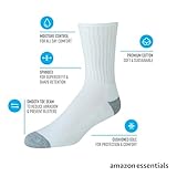 Amazon Essentials Men's Cotton Crew Socks - Comfortable, Durable, Half-Cushioned, 10 Pairs, Black, 6-12