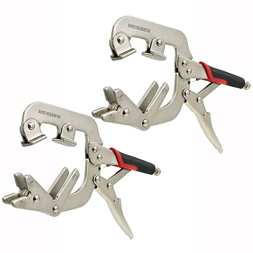 Monster & Master Welding Pipe Plier Clamp, Fast Release, C-Clamp Locking with Large V-Pads, 10 Inch (2-Piece), ATHUS-MM-WLP-S9x2