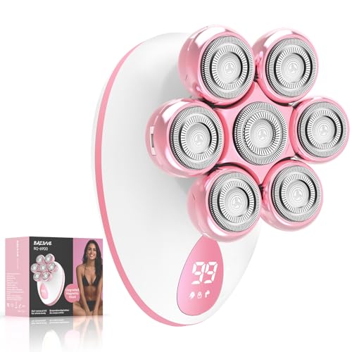 Electric Razors for Women, 7D Rotary Shaver for Legs Bikini Rechargeable, Wet/Dry Hair Removal Kit for Whole Body, Cordless Lady Trimmer Groomer, Wider Shaving Surface, Cherry