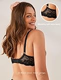 Deyllo Women’s Push Up Lace Bra Comfort Padded Underwire Bra Lift Up Add One Cup(Black,36DD)