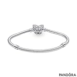 PANDORA Moments Butterfly Clasp Snake Chain Bracelet - Compatible Moments Charms - Sterling Silver & Cubic Zirconia Charm Bracelet for Women - 6.3" - With Gift Box