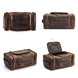 Extra Large Leather Toiletry Bag for Men Women - Premium Leather Men's Toiletry Travel Bag, Dopp Kit for Travel, Leather Pouch, Mens Toiletry Bag for Travel,Large Men's Travel Bag Toiletry Organizer