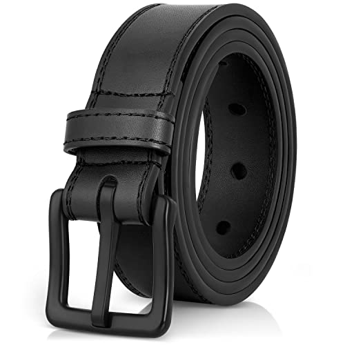 ITAY Metal Free Leather Belt - 34 mm - Hypoallergenic - Airport Friendly Nickel Free Strong New Buckle for Men (Black, 35"/90cms)