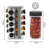 Orii 20 Jar Spice Rack with Spices Included - Revolving Tower Organizer for Kitchen Spices and Seasonings, (Stainless Steel)