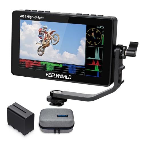 FEELWORLD F5 Prox 5.5 Inch 1600nit High Bright DSLR Camera Field Monitor with F970 Battery 6600mAh and Bag, Touchscreen Waveform LUT External Install and Power Kit 1920x1080 HDMI in Out Type-c Input