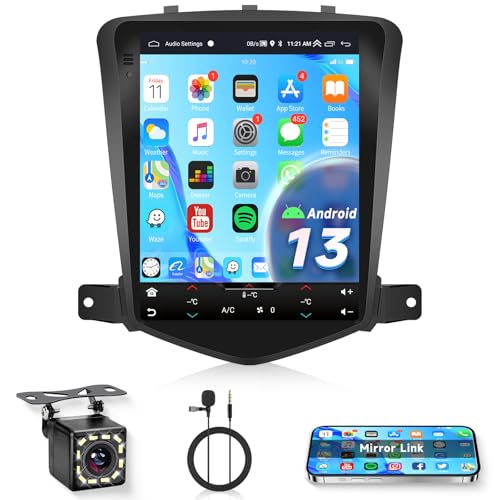 Android 13 Car Stereo Radio for Chevrolet Cruze J300 2009-2014, Rimoody 9.7 inch Touch Screen for Chevy Cruze GPS Navigation WiFi Split Screen Mirror Link Bluetooth FM/RDS EQ SWC + Backup Camera