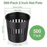 500-Pack 2 Inch Hydroponics Net Pots - Slotted Mesh Net Cups for Plant Growing System - Self Watering Baskets for Indoor and Outdoor Plants, Hydroponics Supplies Kit