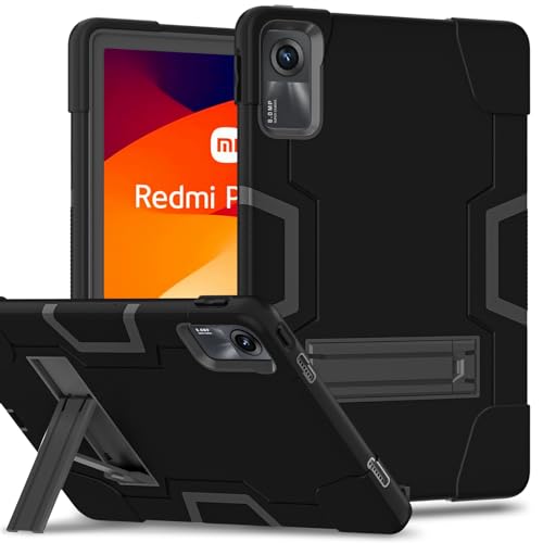 SOATUTO case for Xiaomi Redmi Pad SE 11" Released 2023 Kids Case, Shockproof Protective Case,Handle Stand Heavy Duty Tablet Cover for Xiaomi Redmi Pad SE 11" (Black/Black)