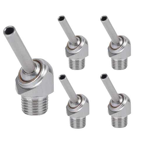 DCYCBTH Inclined High-Pressure Cooling Nozzle * 5PC. Installation Thread 1/4" PT 10/30/50mm 304 Material, Suitable for CNC Machine Tools, Lathe Water Spray Jet Cooling.（HTAP-1/4-30)