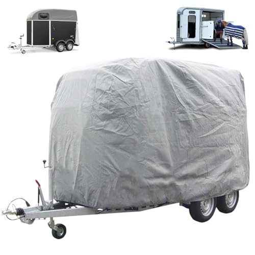 Horse Trailer Cover, Pull Horse Trailer Cover, 420D Oxford Cloth UV Resistant, Waterproof, Dustproof, Universal Carriage Cover with Storage Bag (L16 x W8 x H10ft)