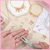 MARFOREVER 120 Pcs Pink Bow Charms, Bowknot Charms for Jewelry Making Alloy Enamel Kawaii Bow Tie Charm Pendants for Women Girl DIY Bracelet Necklace Earrings Valentines Day Crafts Supplies