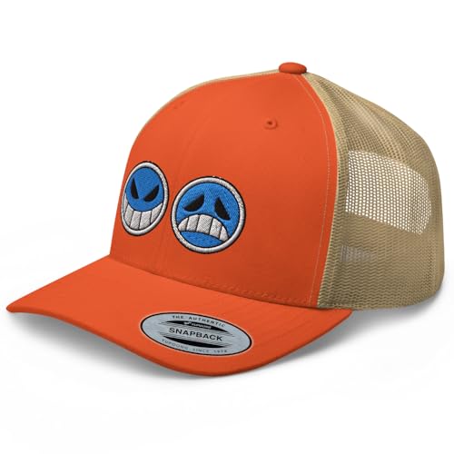 RIVEMUG NG Portgas D Ace Curved Bill Embroidered Trucker Hat Mid Crown Adjustable Cap