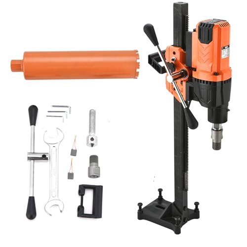 BHTOP Diamond Core Drilling Machine with Bit, 8 in Wet Concrete Core Drill Rig with Stand Wheel, 750RPM Speed & 1-1/4" Thread & Lifting Handle, Drilling Diameter for Concrete Brick Stone