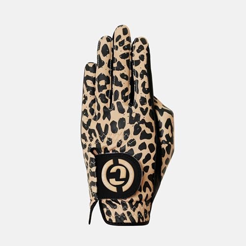 Duca del Cosma Women's Golf Glove Designer Pro - Left - King Cheetah Black
