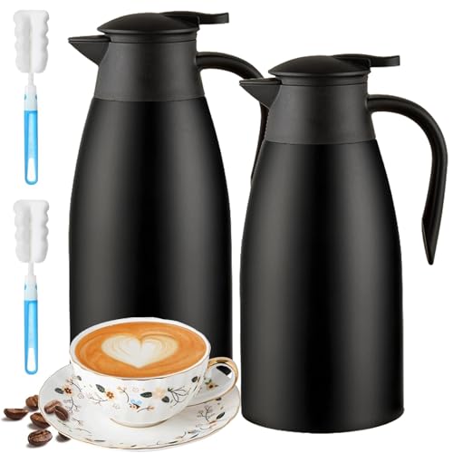 70 oz Thermal Coffee Carafe for keeping hot, Updated Airpot dispener, Insulated Stainless Steel Vacuum Thermal Pot for Coffee, Hot Water,Keep Hot 12 Hours (black/black)