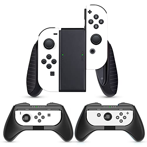 HEYSTOP Grip Compatible with Nintendo Switch/Switch OLED Joy-Con, 3 Pack, Wear Resistant Game Switch Controller Handle Case Kit for Nintendo Switch Joy Con, Black