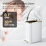 CEROELDA Small Bathroom Trash Can with Lid Soft Close-5L/1.3 Gal Slim Garbage Can-Metal Step Wastebasket-Rectangle Narrow Waste Bin for Office, Bedroom, Toilet, Live Room-White