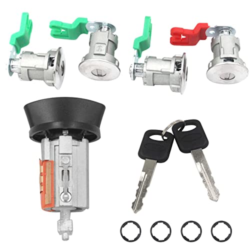Ignition Switch Lock Cylinder Door Lock Cylinder Compatible with 1997-2020 Ford Econoline E150 Van E250 Van E350 Van Replace OE# LC6177 + 703369 X4 + 597638 X2 (No Chip)