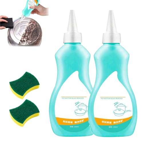 XIBHDN Magic Gel Cleaner for Pots and Pans, Kitchen Metal Polishing Cleaner, Gel Cleaner for Cookware Bottom, Stainless Steel Cleaner With Sponge Wipe (2pcs)