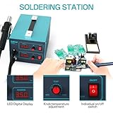 Bakon 852d+ Heat Gun And Soldering Iron 2-In-1 Kit, Smd Hot Air Rework Soldering Station, Multiple Functions Electronics Kit, Led Digital Display, Knob Type Adjustable Temperature (BK852D+)