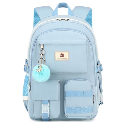 Laptop Backpacks 15.6 Inch College Backpack Elementary Middle High School Bag Large Cute Bookbags Anti Theft Travel Back Pack Casual Daypack Kids Book Bag for Teens Girls Women Students-Blue
