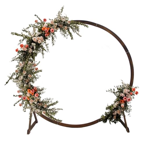 7.5FT Circle Wood Arch for Wedding Ceremony Wedding Arbor Backdrop Stand for Garden Wedding Parties