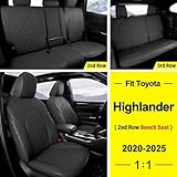 GIANT PANDA Customized Full Set Car Seat Covers Fit for Toyota Highlander L/LE/XLE/Limited/Hybrid 2020 2021 2022 2023 2024 2025 Three-Row Model, 8 Seats, Faux Leather - (Black)