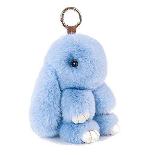 ETENOVA Bunny Keychain Soft Cute Rex Rabbit Fur Keychain Car Handbag Keyring Bag Charms Pendant