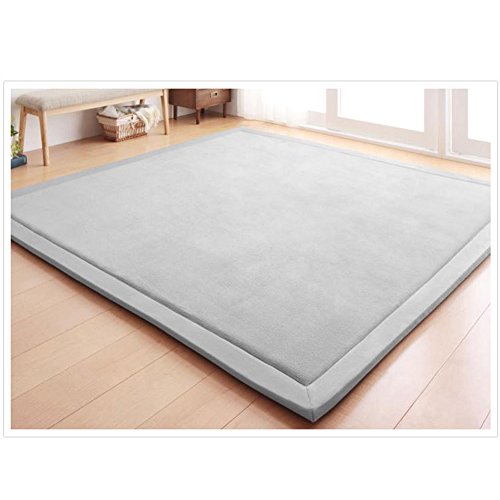 Loartee Nursery Rug Coral Velvet Crawling Rugs Mat Area Rugs Play Crawling Mat(4'9"x4'9", Gray) for Toddler Children Play Mat Yoga Mat Exercise Pads Carpet