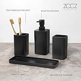 ZCCZ Matte Black Bathroom Accessory Sets, 4 Pieces Bathroom Accessories Complete Set Vanity Countertop Accessory Set, Includes Lotion Dispenser Soap Pump, Tumbler, Toothbrush Holder and Tray